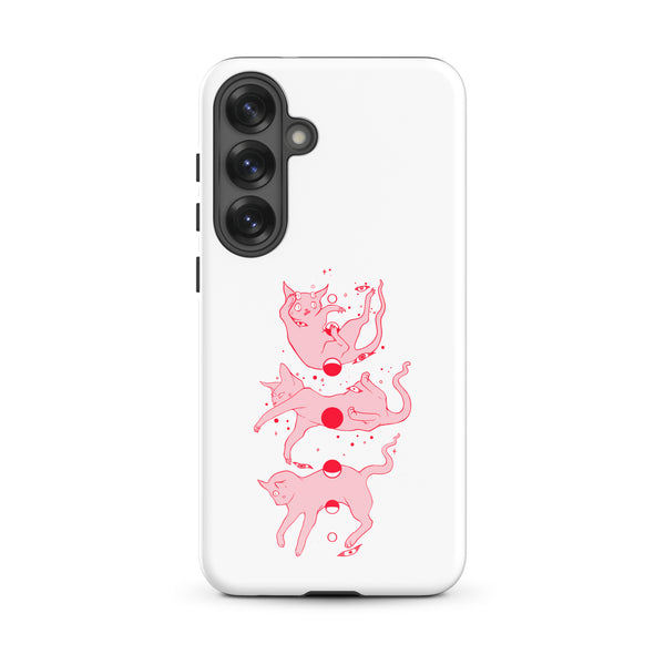 Cat Phases, Tough case for Samsung® featuring original illustration of cats in playful poses.