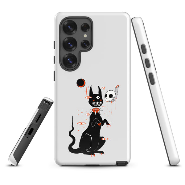 Black Cat And Skull, Tough case for Samsung® with illustration of a cute black cat and skull.