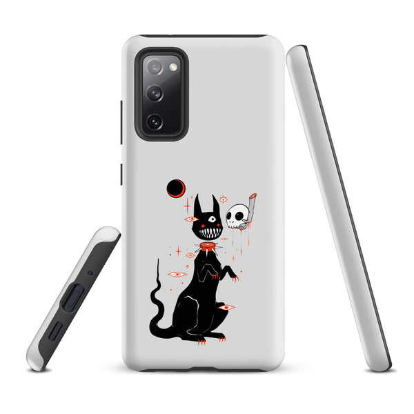 Black Cat And Skull, Tough case for Samsung® featuring a cute cat illustration with skull design.