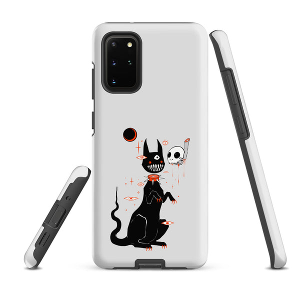 Black Cat And Skull, Tough case for Samsung® featuring original illustration of black cat and skull