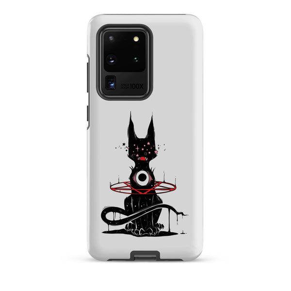 Demon Cat, Tough case for Samsung® featuring an original illustration of a demon cat with red details.