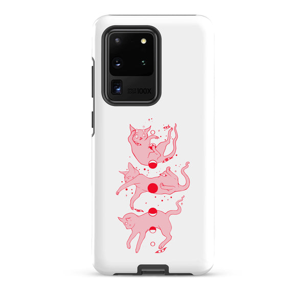 Cat Phases, Tough case for Samsung® featuring illustrated cat phases design on a durable protective case.