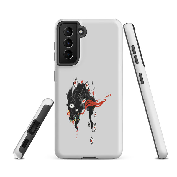 Wolf, Tough case for Samsung® with original wolf illustration on impact-resistant design, matte finish for Galaxy S21 FE.