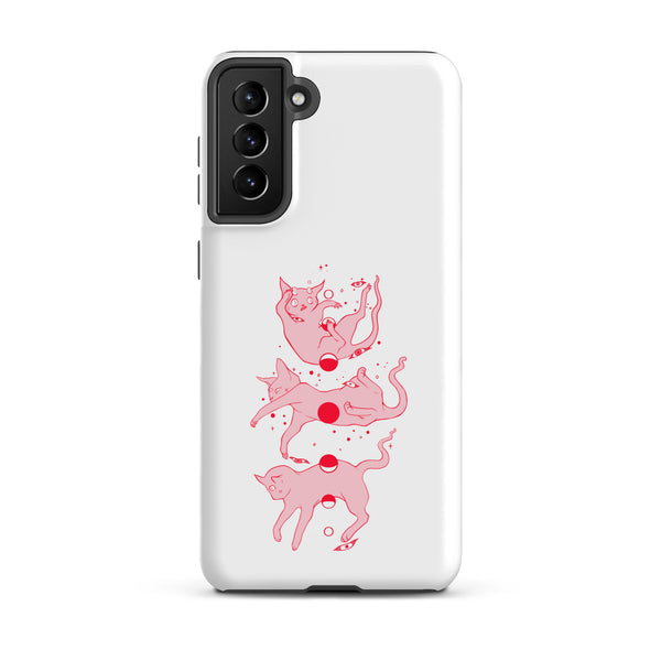 Cat Phases, Tough case for Samsung® featuring a unique illustration of cats in motion.