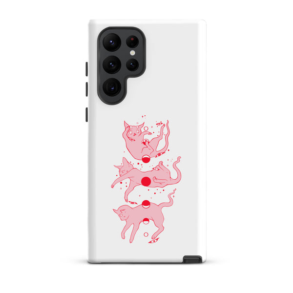 Cat Phases, Tough case for Samsung® with original illustration of cat phases in pink design.
