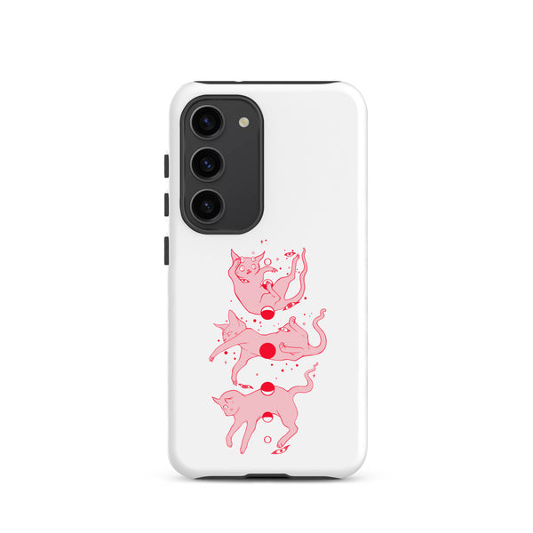 Cat Phases, Tough case for Samsung® featuring original illustration of cat phases falling.