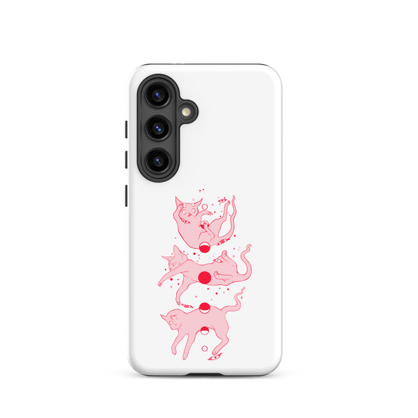 Cat Phases, Tough case for Samsung® with pink cat illustrations and moon phases design.
