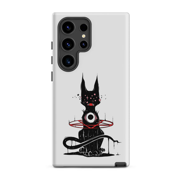 Demon Cat, Tough case for Samsung® featuring an original illustration of a demon cat in black and red design.