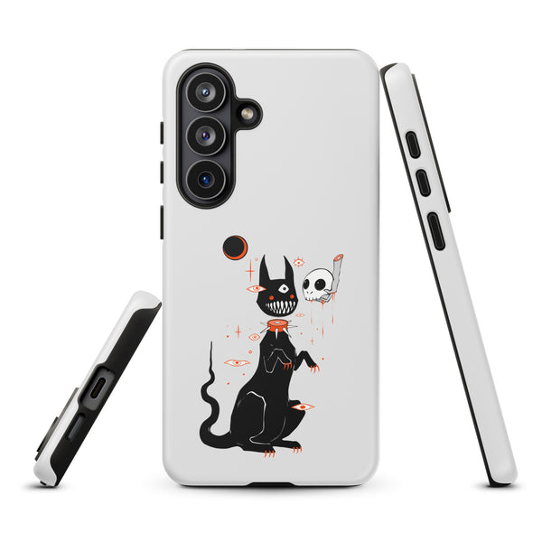 Black Cat And Skull, Tough case for Samsung® featuring a cute black cat illustration.