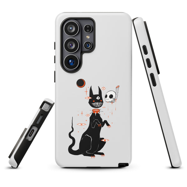 Black Cat And Skull, Tough case for Samsung® featuring an illustration of a cute black cat and skull.