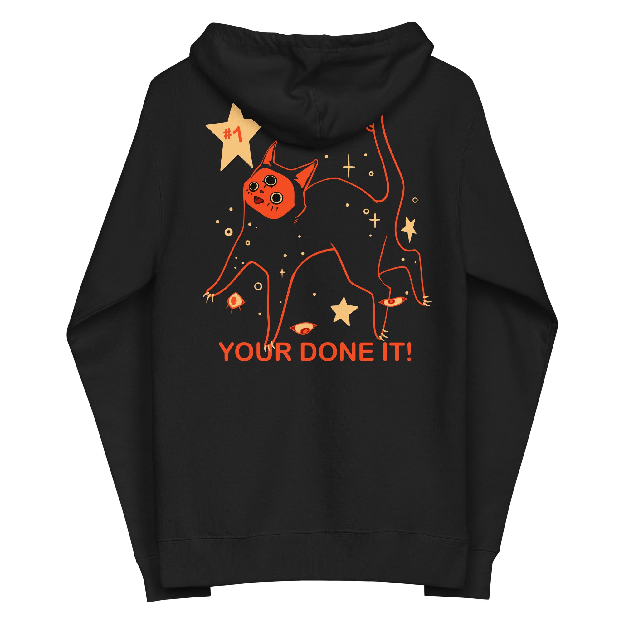 Orion The Black Cat Congrations, Unisex Fleece Zip-Up Hoodie