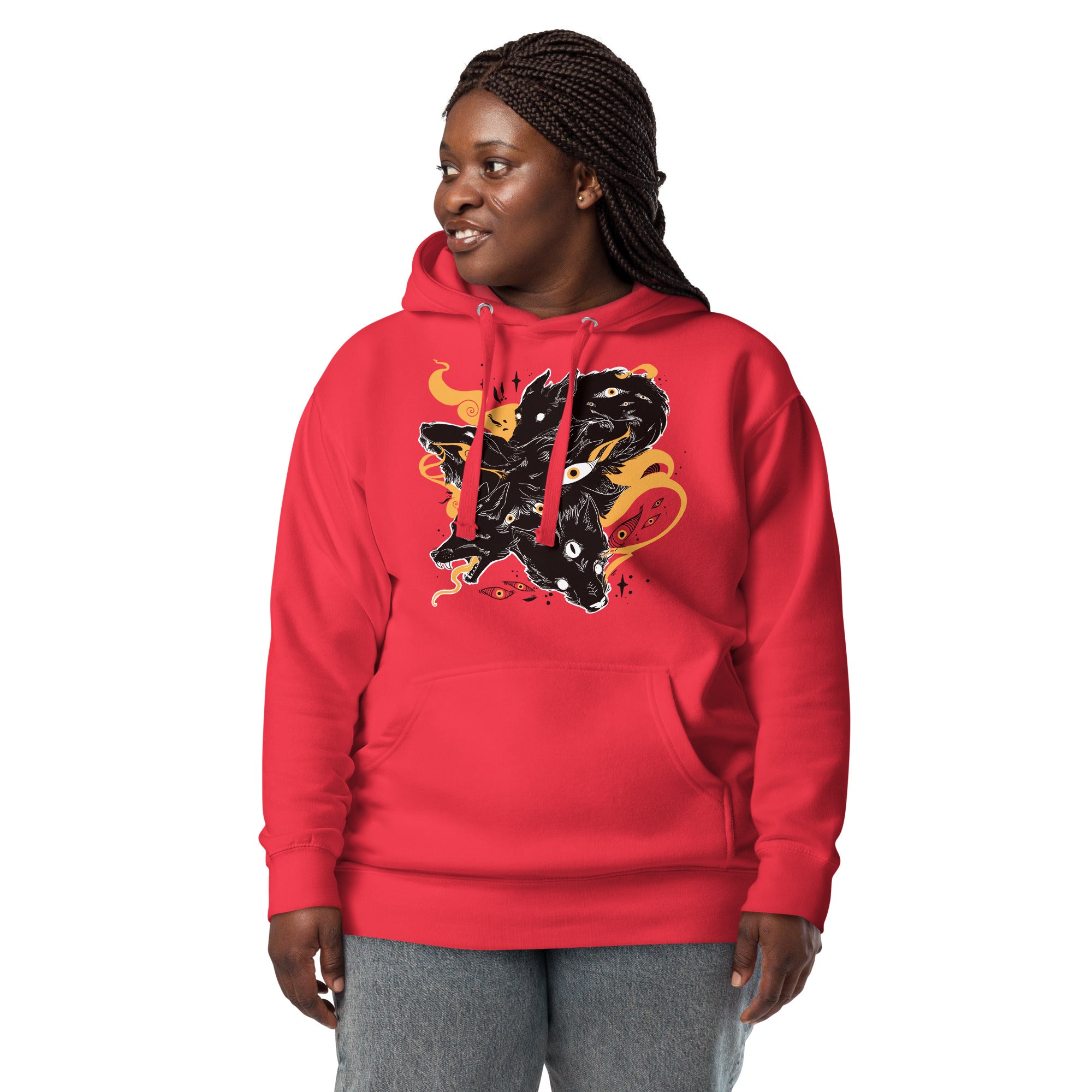 Wolves On Red Hoodie, Alt Clothing