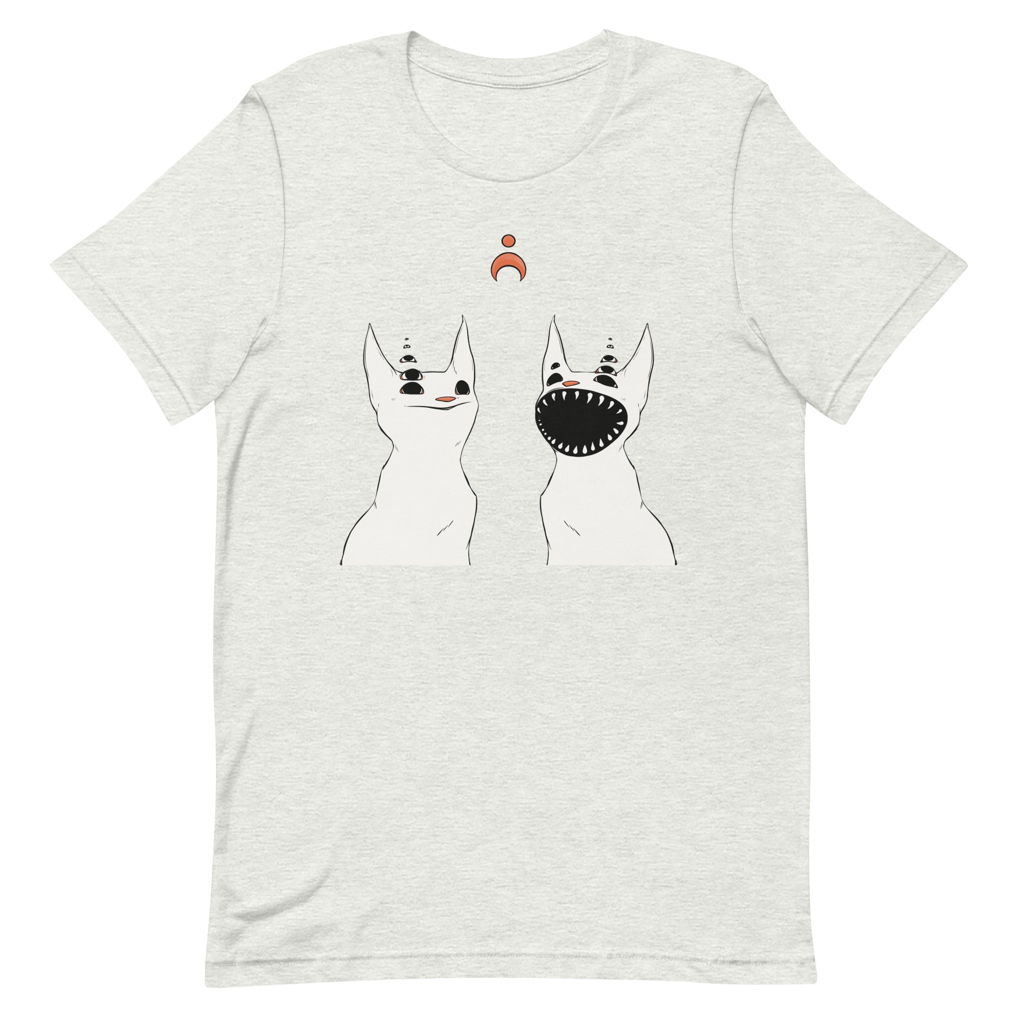 Two strange and cute cats graphic on a unisex T-shirt, featuring original artwork for a fun and comfy fit.