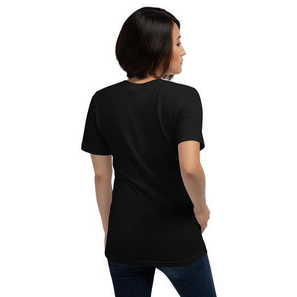 I Be Screamin, Unisex T-Shirt displayed on a woman from the back, showcasing its stylish design and comfortable fit.