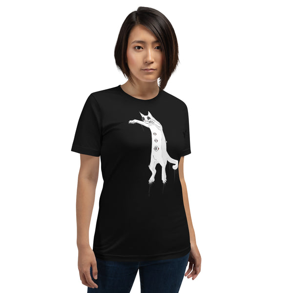 Spooky White Cat, Unisex T-Shirt