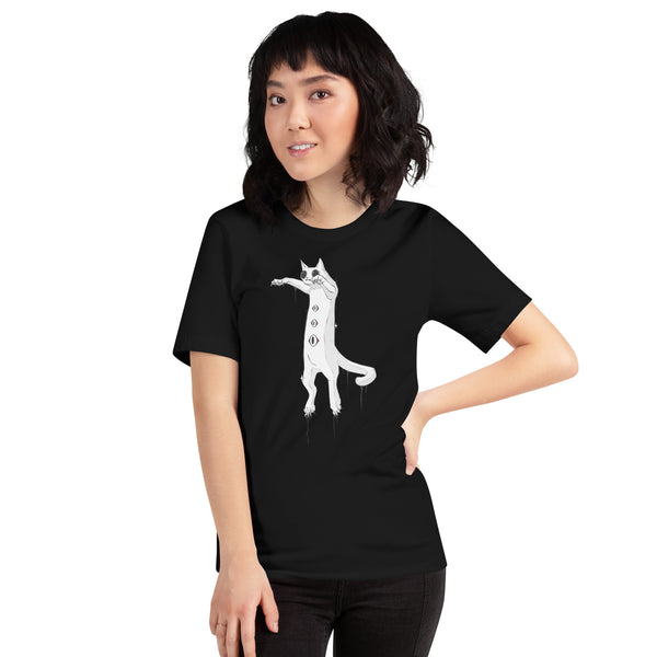 Spooky White Cat, Unisex T-Shirt