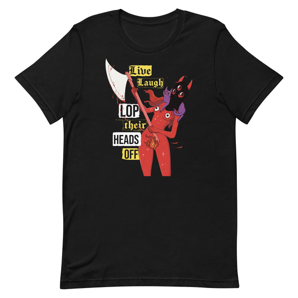 Live Laugh Lop, Unisex T-Shirt featuring original Pyra illustration in punk rock ransom note style.