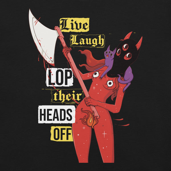 Live Laugh Lop, Unisex T-Shirt featuring Pyra illustration with punk rock style text.