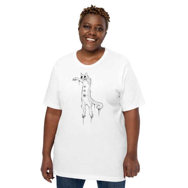 Spooky White Cat, Unisex T-Shirt