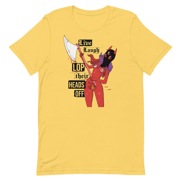 Live Laugh Lop, Unisex T-Shirt featuring a punk illustration of Pyra wielding a weapon and edgy text design.