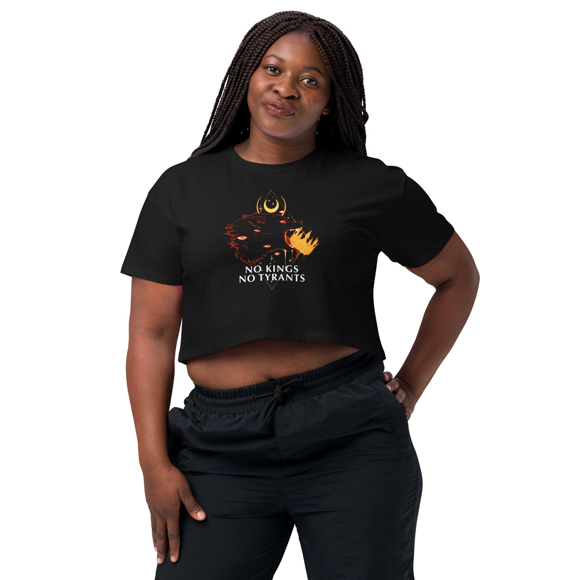 No Kings No Tyrants Wolf, Relaxed Crop Top