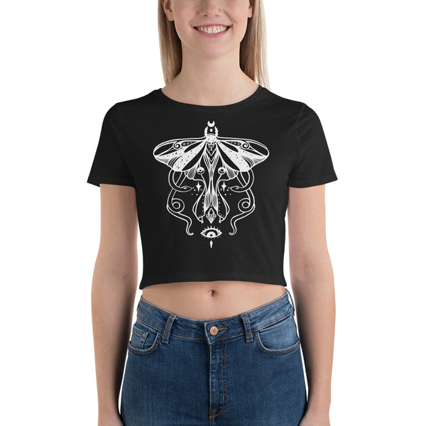 Luna Moth And Snakes, Women’s Crop Top