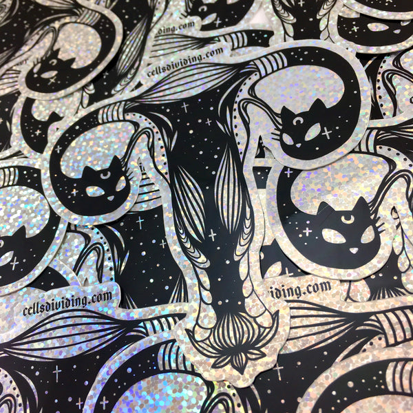 Cat Head Uterus, Glitter Sticker