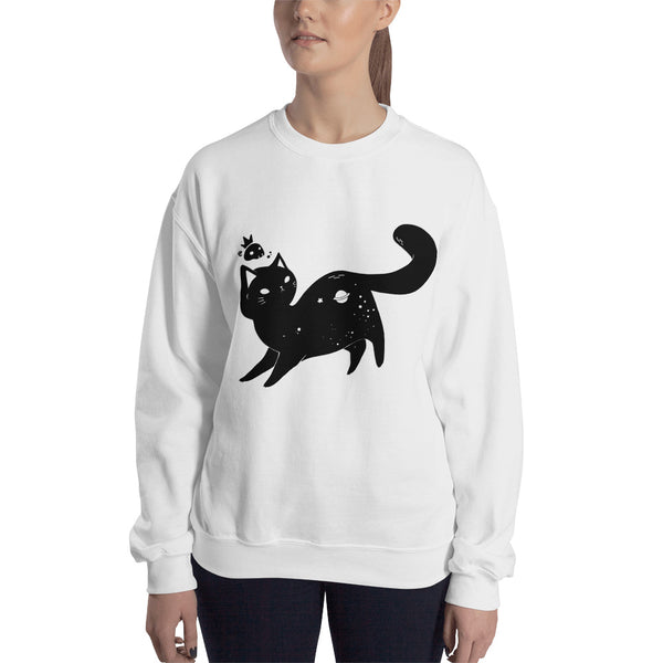 Space Cat, Unisex Sweatshirt, White Or Gray