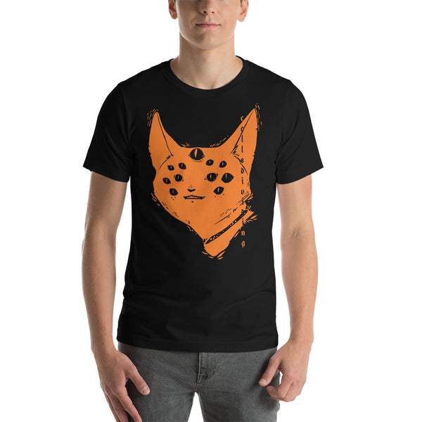 Many Eyed Cat, Unisex T-Shirt, Black