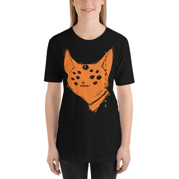 Many Eyed Cat, Unisex T-Shirt, Black
