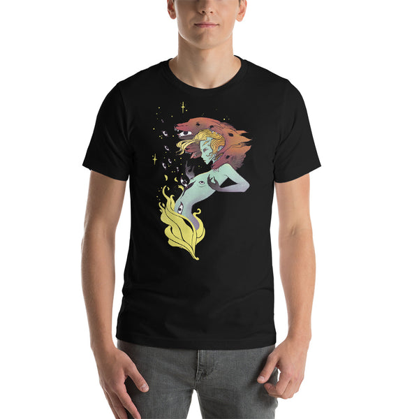Fire Witch With Wolves, Unisex T-Shirt, Black