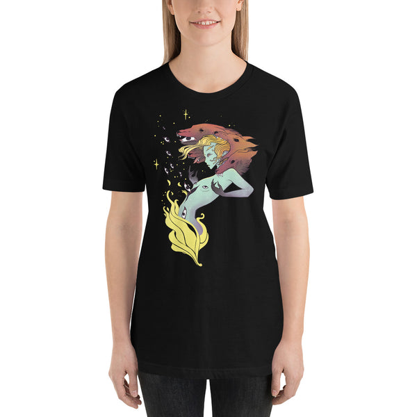 Fire Witch With Wolves, Unisex T-Shirt, Black