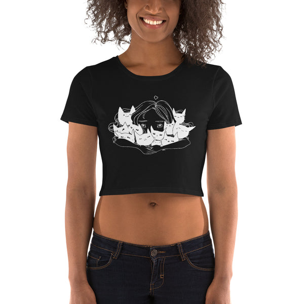 Girl Hugging Cats, Women’s Crop Top