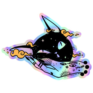 Squish Cat Head, Holographic Sticker