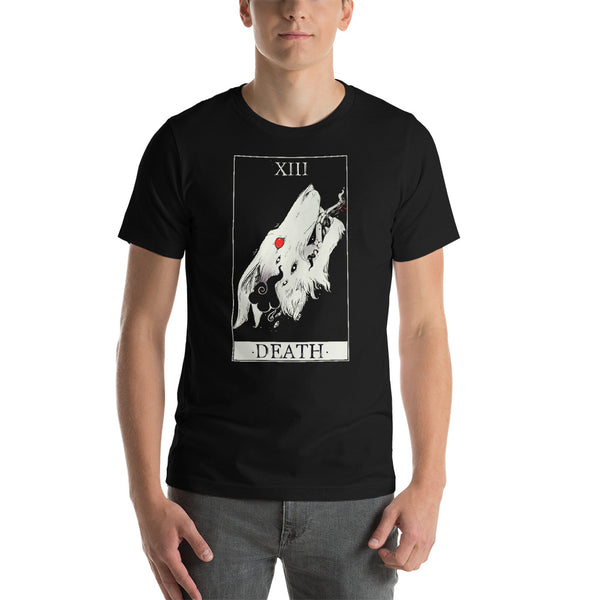 Wolf Death Tarot Card, Unisex T-Shirt, Black