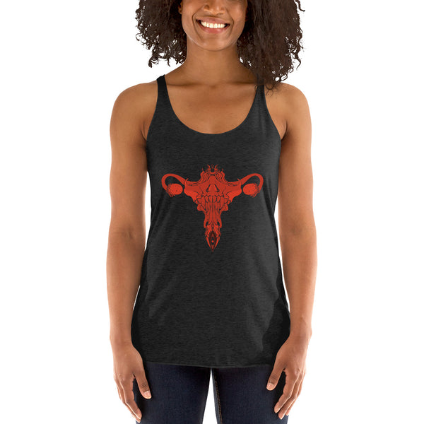 Death Metal Uterus, Ladies Racerback Tank Top, Black