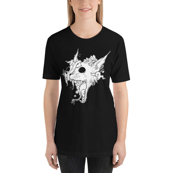 Split-Faced Cat, Unisex T-Shirt, Black