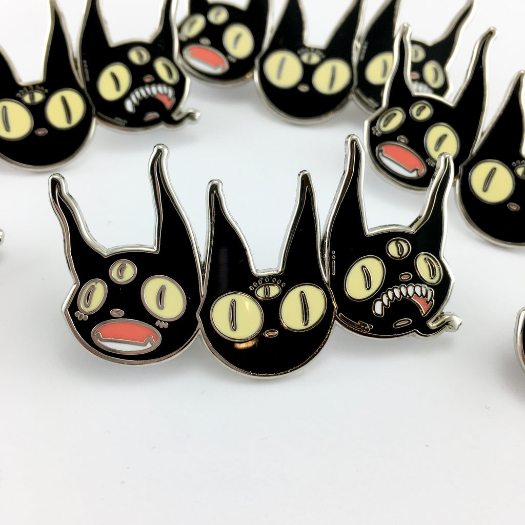 3 Cats in a Trench Coat Enamel Pin - Home