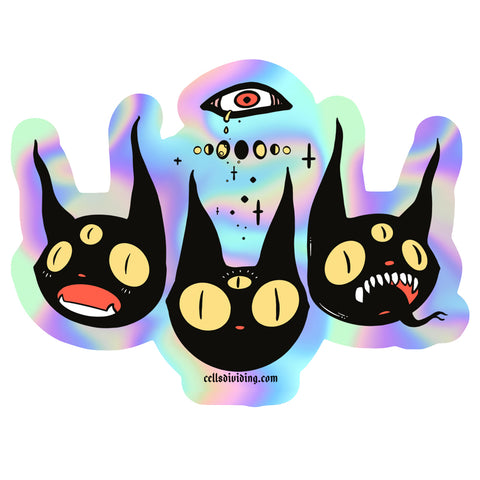 Three Black Cats, Holographic Sticker