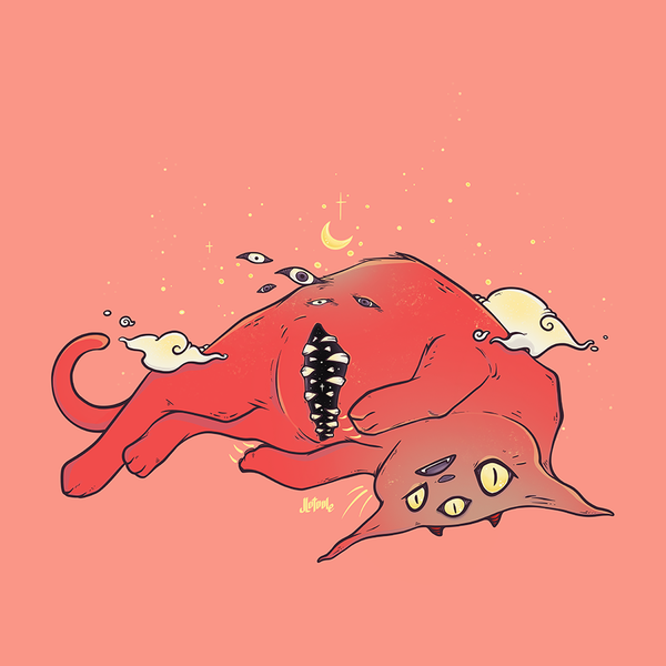 Tummy Trap Cat, Matte Art Print Poster