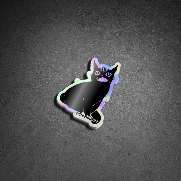Third Eye Black Cat, Holographic Sticker