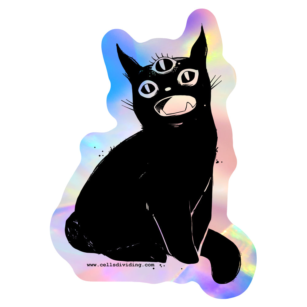 Third Eye Black Cat, Holographic Sticker