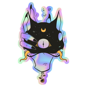 Two Headed Cat, Holographic Sticker