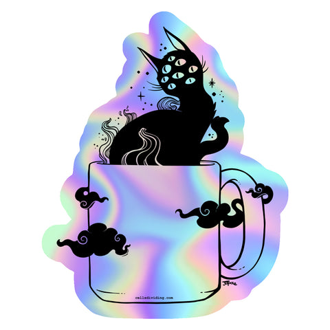 Holographic Black Cat Sticker, Goth Accessories