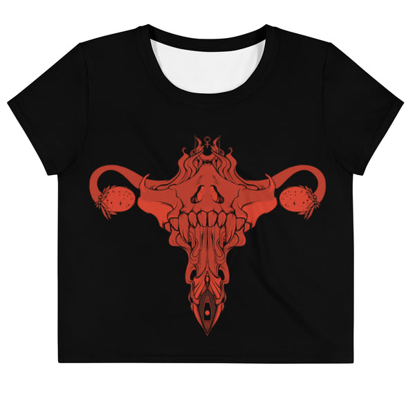 Death Metal Uterus In Red, Sublimation Crop Top