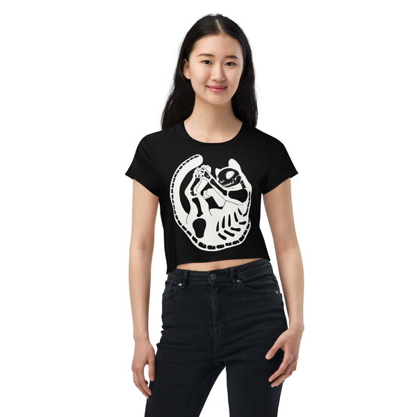 Skeleton Cat, Sublimation Crop Top