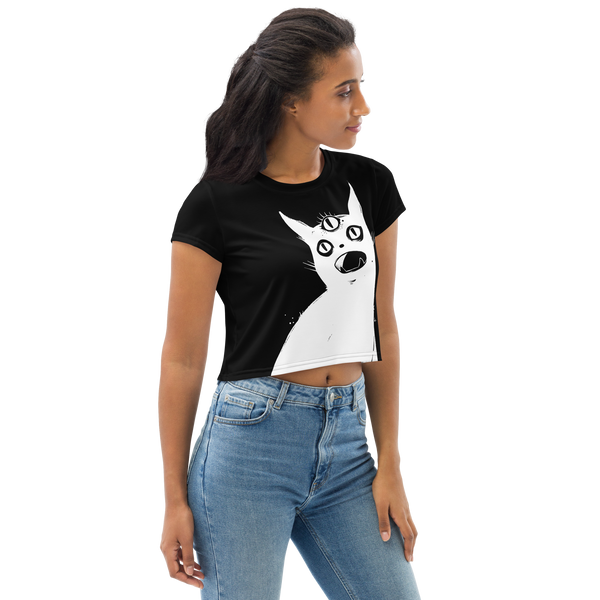 Third Eye White Cat, Sublimation Crop Top