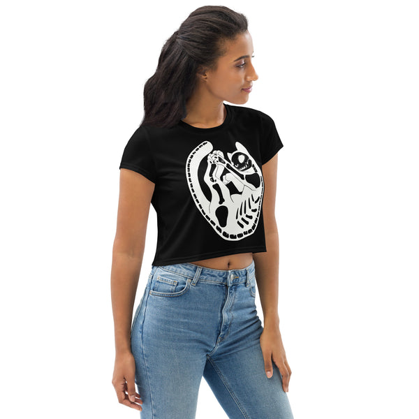 Skeleton Cat, Sublimation Crop Top