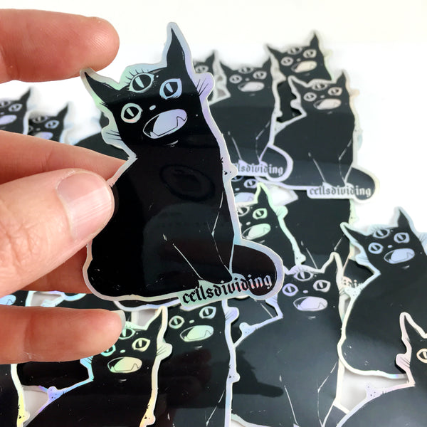 Third Eye Black Cat, Holographic Sticker