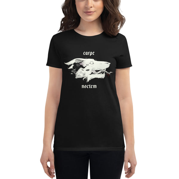 Carpe Noctem Wolf, Ladies T-Shirt, Black
